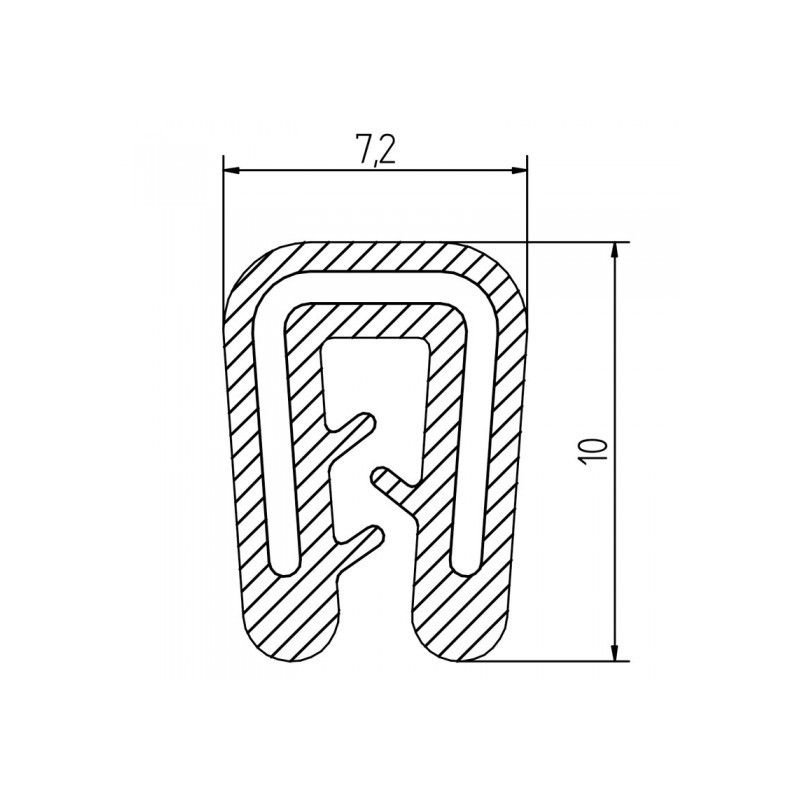 Silikon-Klemmprofil Schwarz | FDA-Zulassung | 7,2 x 10 mm | Klemmbereich 1-2 mm